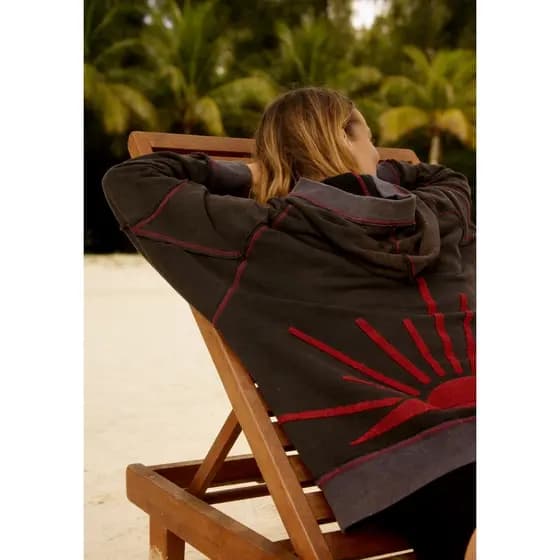 FP Retro Girassol Bordado Lavado Angustiado Moletom Com Capuz Solto Jaqueta Pulôver Casual