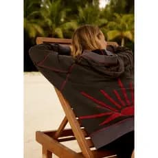 FP Retro Girassol Bordado Lavado Angustiado Moletom Com Capuz Solto Jaqueta Pulôver Casual