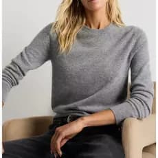 Estilo americano Q ** Clássico em torno do pescoço Casual All-Match macio ceroso quente Cashmere camisola de malha