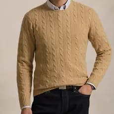 P Polo masculino feminino mesmo estilo clássico torcido flor corda torcida 100% suéter de caxemira peito com cavalo