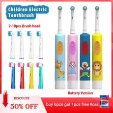 Escova de dentes elétrica infantil, cerdas macias, cor de desenho animado, cabeça redonda, escova de dentes vibratória,