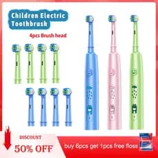 Crianças escova de dentes elétrica inteligente cabeça redonda rotativa escova de dentes elétrica dos desenhos animados l