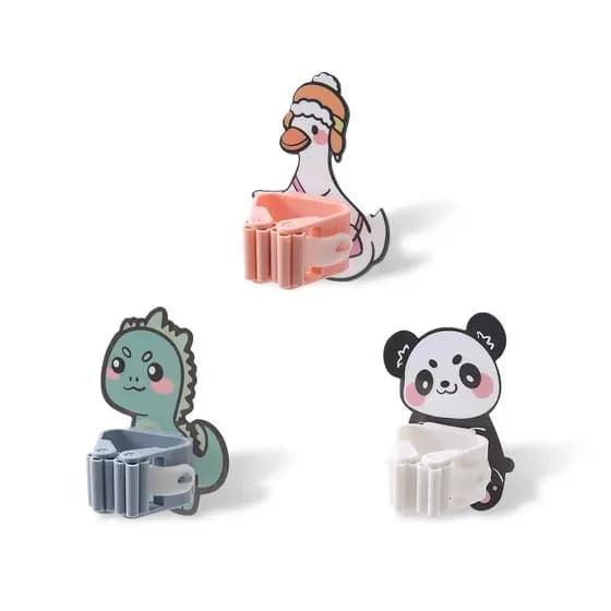 Clipe de esfregão de desenho animado para banheiro, sem perfuração, montado na parede, rack de armazenamento, à prova d'