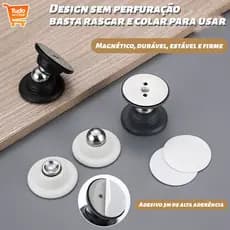 Prendedor Batetor Trava Fixador Para Porta Imã Magnético Adesivo Inox Preto e Branco