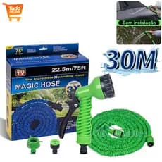 Mangueira Mágica Flexível 15/30 Metros p/ Jardim Carro 7 Tipos de Jatos Retrátil Elástica Expansível Irrigação