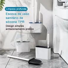 2 em 1 Escova de Silicone para Vaso Sanitário - Base de Banheiro Privada, Alta Eficiênci