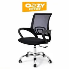 Cadeira Para Escritório Office Baixa Preto Preto Tecido Apoio Lombar Resistente