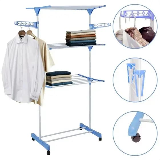 Varal De Roupa Aco Inox Dobravel Vertical Cor Prateado