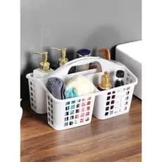 Cesta de banho portátil de plástico, cesta de armazenamento para banheiro, cesta de armazenamento de artigos diversos, c