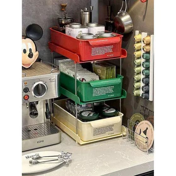Canto de café caixa armazenamento Desktop tipo gaveta escritório sala chá Layout rack armazenamento cápsula café chá sac