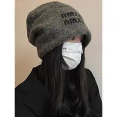 Estilo preguiçoso cinza All-Match pilha chapéu feminino outono inverno lã engrossado quente proteção de ouvido chapelari