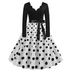 Vestido de festa feminino vintage de manga comprida com estampa de notas musicais, estilo rock, YMKQ