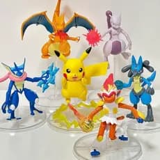 Conjunto original de figuras móveis de Pokémon: Lucario, Bulbasaur, Mewtwo, Fire Eevee OQ0W