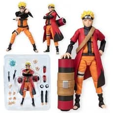 Figura de Ação Naruto Uzumaki em Modo Sábio + Acessórios, Boneco Articulado de 14cm MBHX