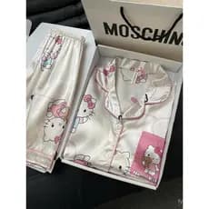 Pijama feminino rosa da Hello Kitty, estilo japonês, manga curta, para o verão, adequado para estudantes GZAV