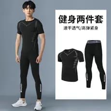 Terno esportivo masculino verão roupas de Fitness de secagem rápida collants de seda gelo de manga curta Shorts de basqu