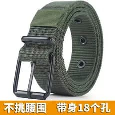 Cinto de fivela de pino durável poroso lona masculina forte cinto estendido estudante All-Match Jeans de treinamento mil