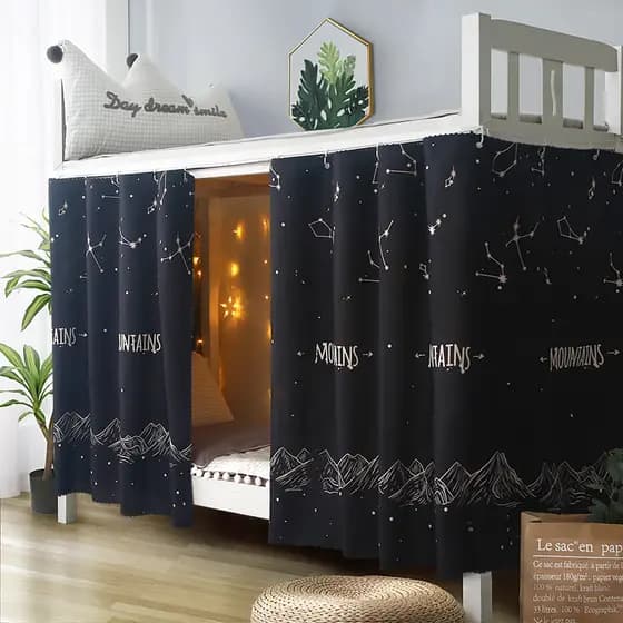 Cortina de cama para dormitório estudantil Blackout Beliche superior inferior Cortina de beliche Cortina Surround Cortin