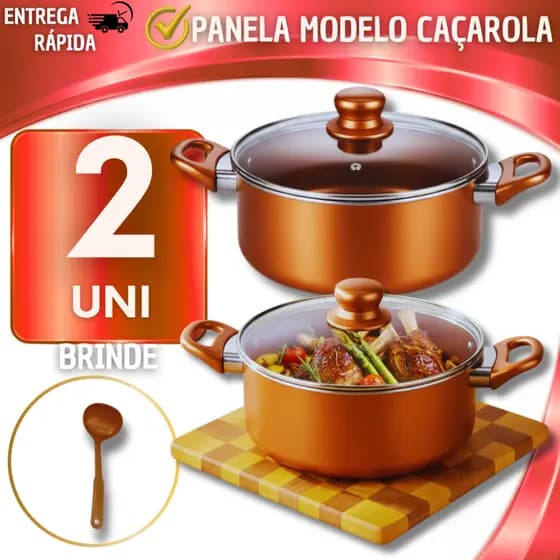 Panela Antiaderente com Tampa | Panela de Cozinha Resistente Ideal para Arroz Molhos e Porções
