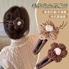 2025 novo estilo outono inverno flor de pelúcia Hairpin acessórios para o cabelo clipe bico de pato cabeça traseira femi