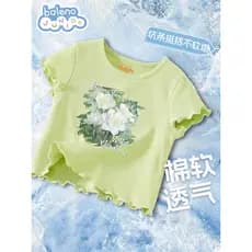 Bannilu roupas infantis meninas camiseta de manga curta crianças fino solto respirável roupas de verão meninas grandes v