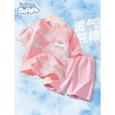 Bannilu roupas infantis terno para meninas verão puro algodão camiseta 2026 novo estilo grandes crianças Shorts finos ro