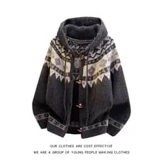 Retro Phil ilha camisola de malha das mulheres dos homens casais Casual preguiçoso engrossado chifre botão Cardigan cami