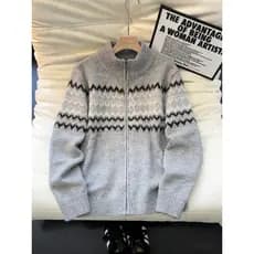 Americano cinza Phil ilha camisola masculina pesada solta gola alta de malha Cardigan outono inverno quente All-Match su