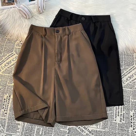 Drape terno Shorts masculino estilo Hong Kong cec Retro em linha reta street Wear solto frito rua mais magro olhar perna
