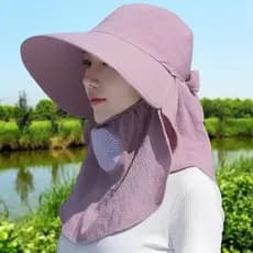 Chapéu de sol feminino 2025 novo estilo protetor solar Anti-ultravioleta rosto cobrindo chá colheita chapéu pescoço prot