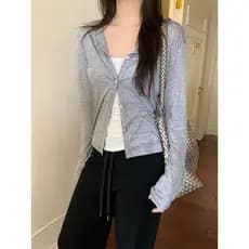 PPHOME Lyocell Fino Manga Comprida Protetor Solar Cardigan Mulheres Verão Cor Sólida Em Torno Do Pescoço Único Breasted