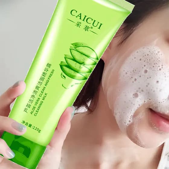 Limpador de Aloe Vera limpeza refrescante essência de limpeza Facial 120g feminino masculino limpeza profunda poros limp