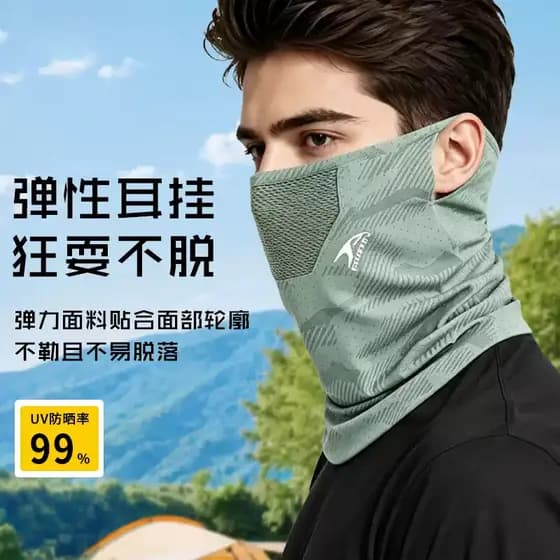 Verão masculino pendurado orelhas protetor solar máscara pescoço proteção rosto cheio à prova de ultravioleta gelo seda