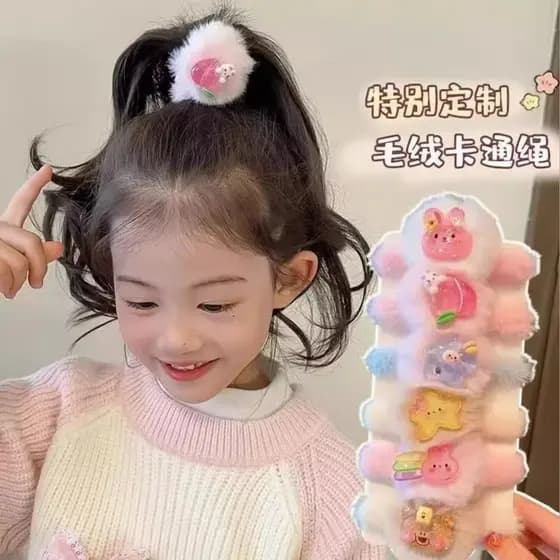2025 meninas de alta elasticidade bola de pelúcia corda de cabelo meninas ousadas não machucam o cabelo quente pelúcia d