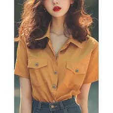 Camisa Polo de manga curta feminina verão novo estilo camisa pequena Super bonita camisa única elegante All-Match topo