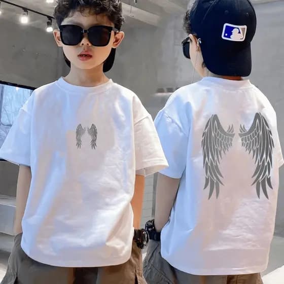 Meninos puro algodão de manga curta camiseta 2025 verão novo estilo crianças Bottoming médio grande meninos meninos de m