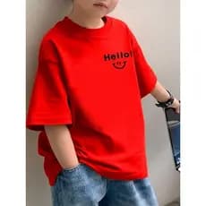 Camiseta de manga curta para meninos 2025 verão versão coreana venda quente médio grande crianças soltas All-Match H