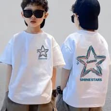 Verão novo estilo médio grande crianças puro algodão de manga curta roupas infantis camiseta de manga curta bonito menin