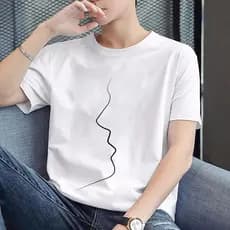 Camiseta masculina de manga curta verão em torno do pescoço meia manga camiseta Street Wear Plus Size camiseta masculina