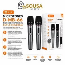 Microfones Byz D-mb-66 Dinâmico Profissional Duplo Universal Cor Preto