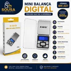 Mini Balança Digital BMF BM-A07 500g Alta Precisão 0,1g Bolso 2 Pilhas AAA