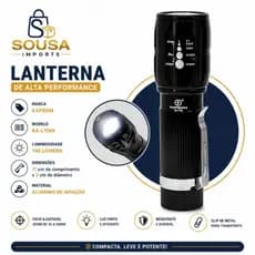 Lanterna Tática LED Preto Zoom 3 Modos KA-L1589