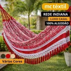 Rede de Descanso Casal 4,5m Indiana  Luxo 100% Algodão Várias Cores Confortável e
