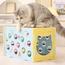 Ninho de Gato Multifuncional com Raspador e Bolinhas Interativas