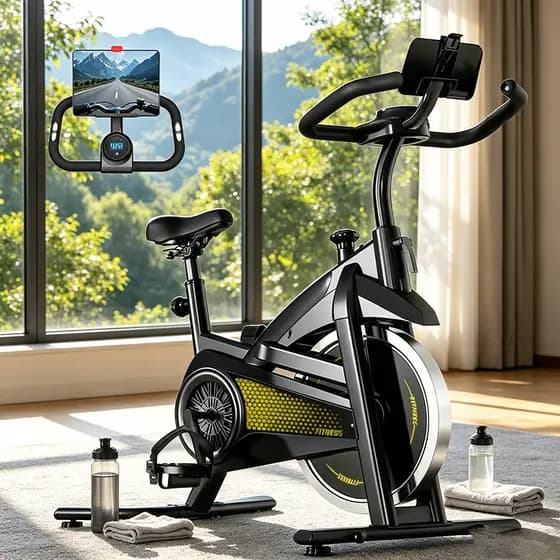 Bicicleta Spinning Profissional com Resistência Ajustável e Conexão Bluetooth para Treinos em Casa