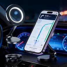 Suporte de celular para carro com ímã forte fixação  360° dobrável e giratório Suporte de navegação