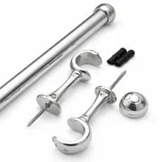 Kit Varão de Alumínio Cromado Polido 28mm Grosso Cortina Diversos Tamanhos 1m 1.5m 2m 3m 4m