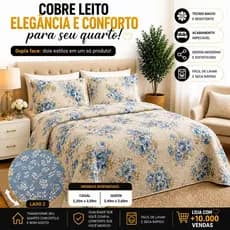 Kit Colcha Cobre Leito Casal Queen Dupla Face Matelado Toque De Algodão 2 Porta Travesseiros Fronhas Linha Luxo Premium