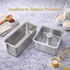Kit Formas de Bolo Alumínio Forno elétrico AirFryer Forma de Pudim Quadrada 15X6 + Forma de Pão 21X5