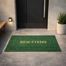 Kit 3 Tapete de Entrada Bem Vindo Antiderrapante - Macarrão - Tapete Porta Casa Decorativo Resistente